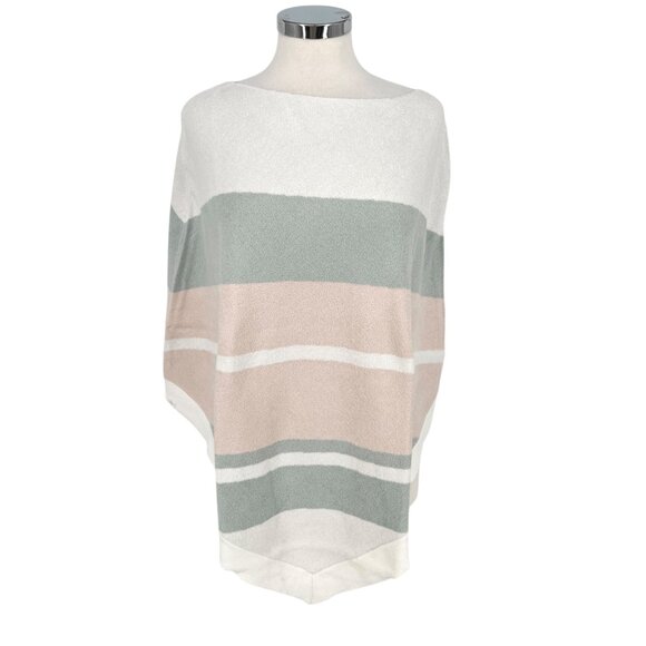 Barefoot Dreams CozyChic Ultra Lite Ocean Breeze Poncho Pink Multi Stripe NWT - Picture 11 of 11